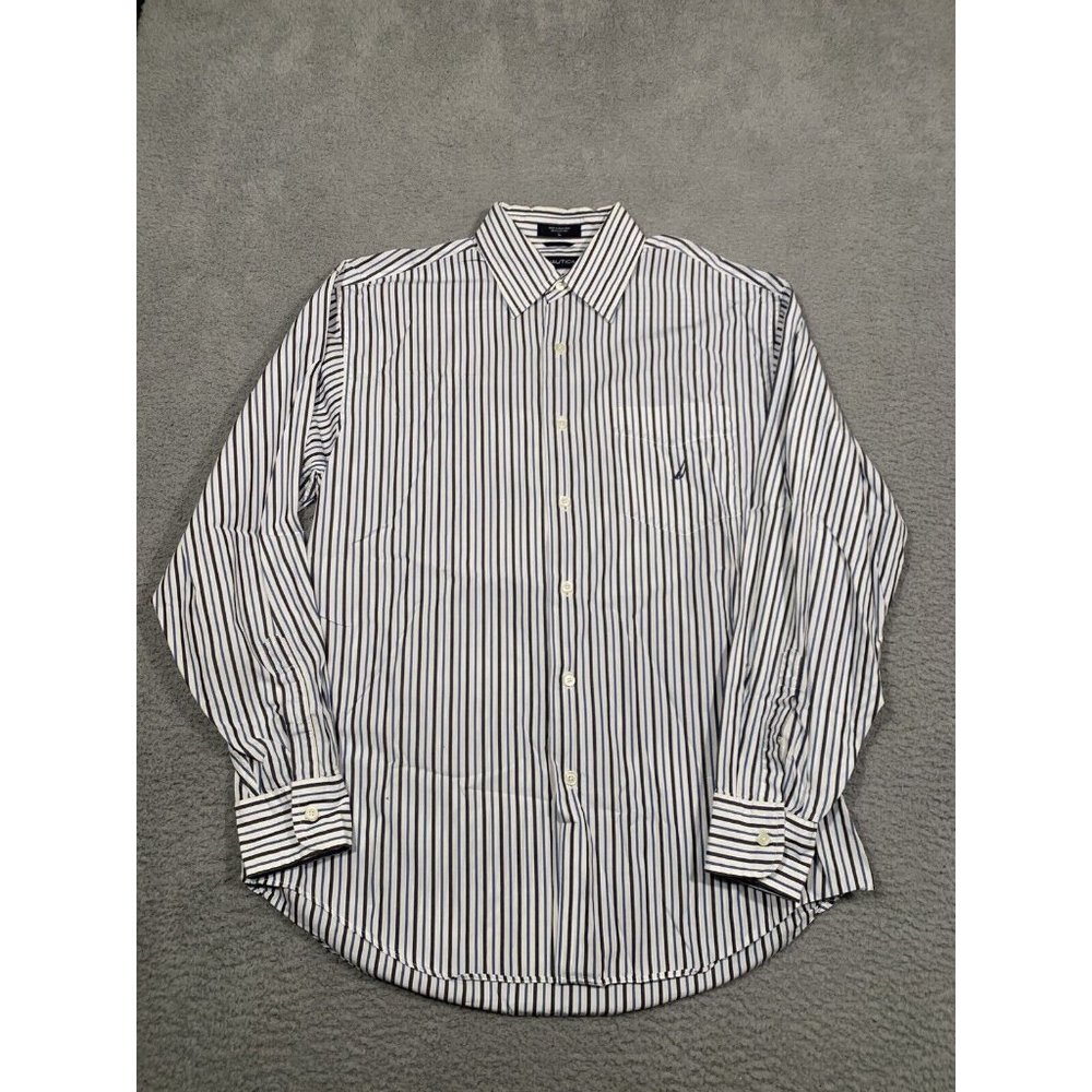 4 Men's Button Down Shirts Striped Collared Nautica Cremieux Large L Business - Picture 2 of 16